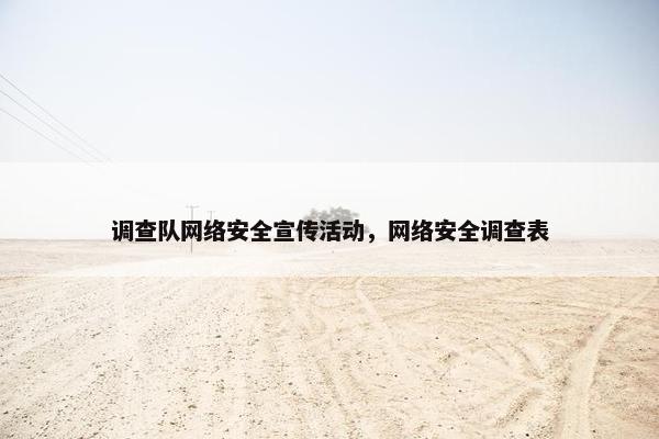 调查队网络安全宣传活动，网络安全调查表
