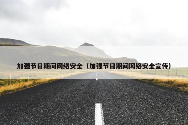 加强节日期间网络安全（加强节日期间网络安全宣传）