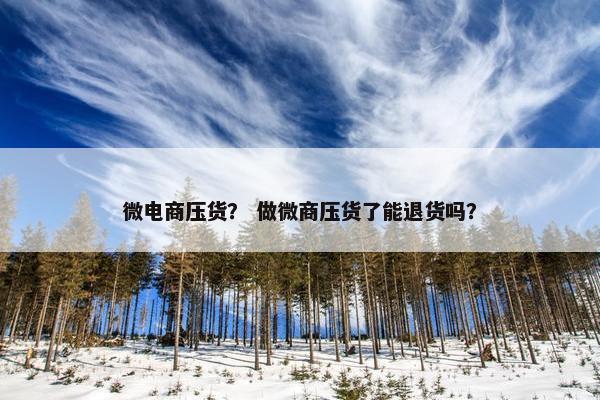 微电商压货？ 做微商压货了能退货吗？