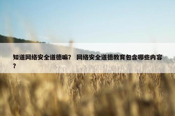 知道网络安全道德嘛？ 网络安全道德教育包含哪些内容？