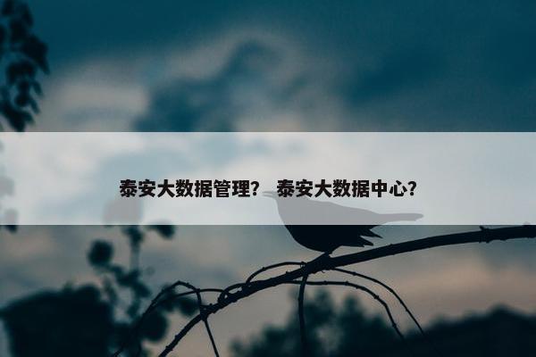 泰安大数据管理？ 泰安大数据中心？