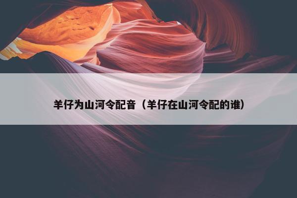 羊仔为山河令配音（羊仔在山河令配的谁）