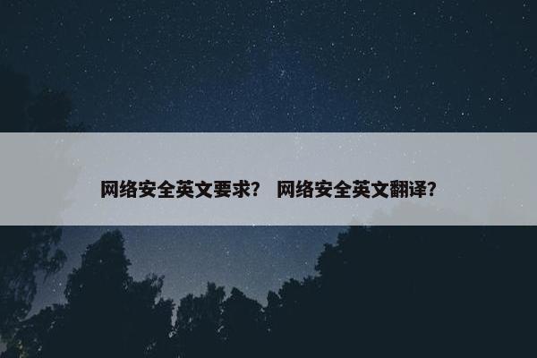 网络安全英文要求？ 网络安全英文翻译？