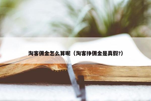 淘客佣金怎么算呢（淘客挣佣金是真假?）