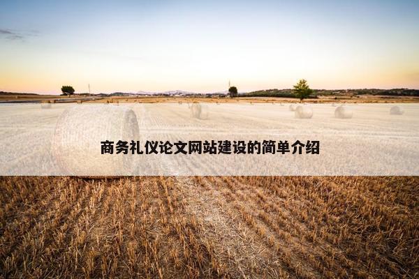 商务礼仪论文网站建设的简单介绍