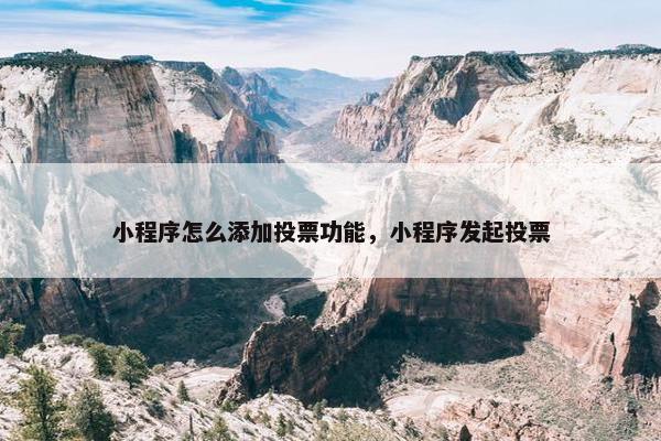 小程序怎么添加投票功能，小程序发起投票