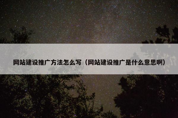 网站建设推广方法怎么写（网站建设推广是什么意思啊）