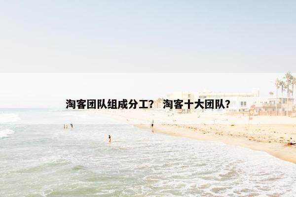 淘客团队组成分工？ 淘客十大团队？