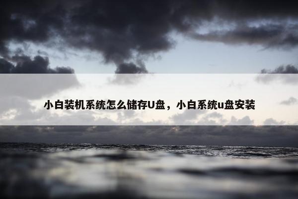 小白装机系统怎么储存U盘，小白系统u盘安装
