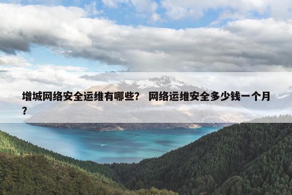增城网络安全运维有哪些？ 网络运维安全多少钱一个月？
