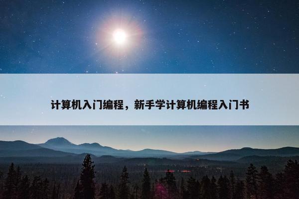 计算机入门编程，新手学计算机编程入门书