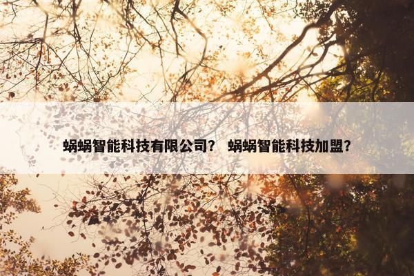 蜗蜗智能科技有限公司？ 蜗蜗智能科技加盟？