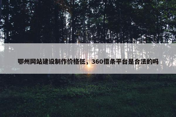 鄂州网站建设制作价格低，360借条平台是合法的吗
