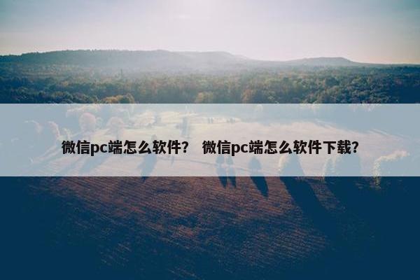 微信pc端怎么软件？ 微信pc端怎么软件下载？