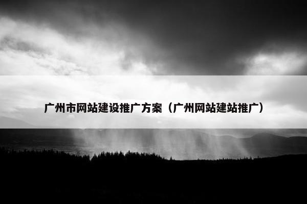 广州市网站建设推广方案（广州网站建站推广）