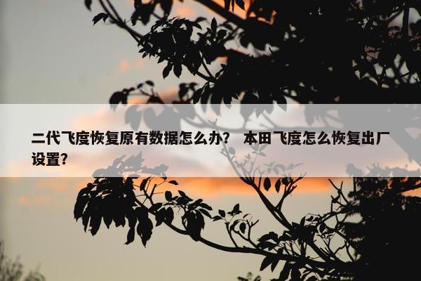 二代飞度恢复原有数据怎么办？ 本田飞度怎么恢复出厂设置？