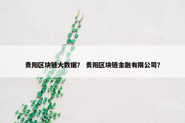 贵阳区块链大数据？ 贵阳区块链金融有限公司？