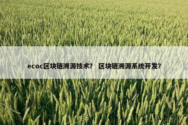 ecoc区块链溯源技术？ 区块链溯源系统开发？