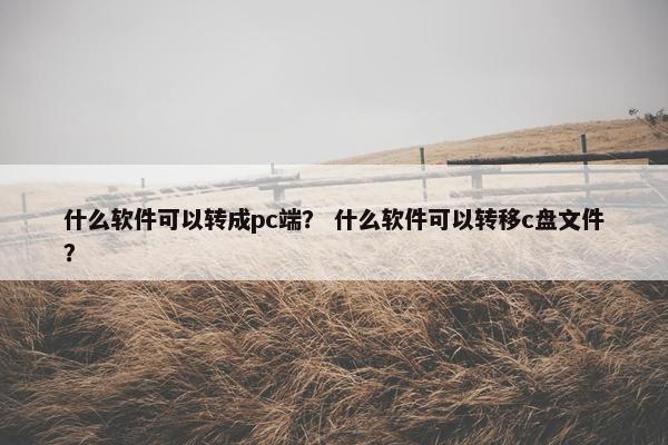 什么软件可以转成pc端？ 什么软件可以转移c盘文件？