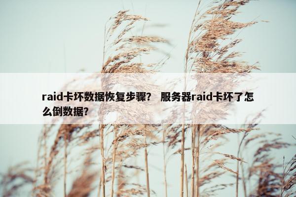 raid卡坏数据恢复步骤？ 服务器raid卡坏了怎么倒数据？