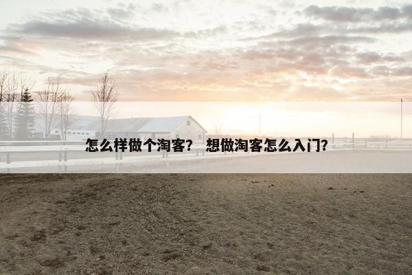 怎么样做个淘客？ 想做淘客怎么入门？