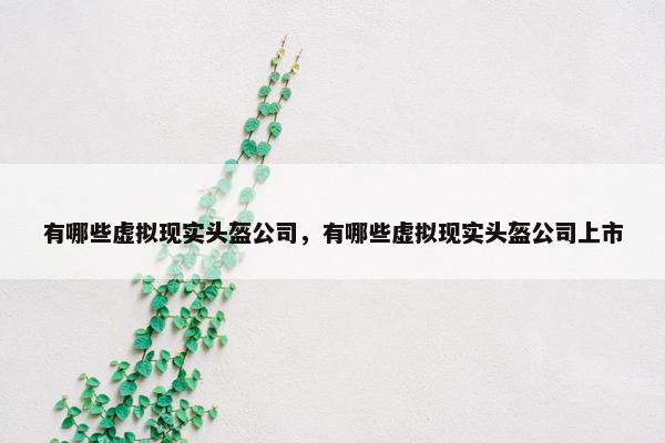 有哪些虚拟现实头盔公司，有哪些虚拟现实头盔公司上市