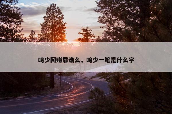 鸣少网赚靠谱么，鸣少一笔是什么字