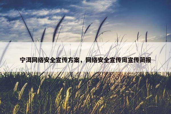宁洱网络安全宣传方案，网络安全宣传周宣传简报