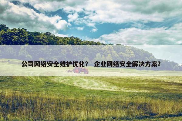 公司网络安全维护优化？ 企业网络安全解决方案？