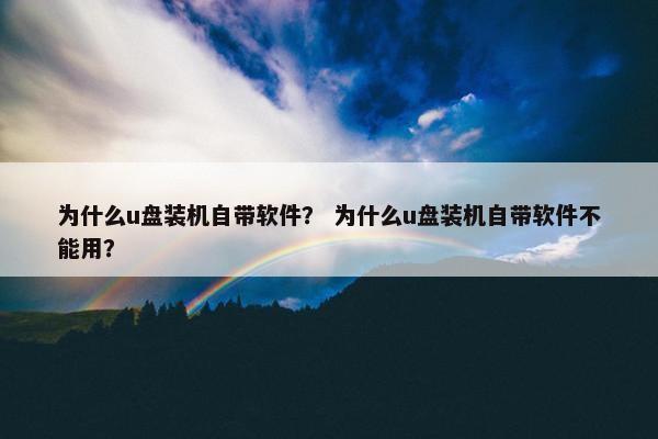 为什么u盘装机自带软件？ 为什么u盘装机自带软件不能用？