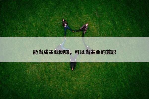 能当成主业网赚，可以当主业的兼职