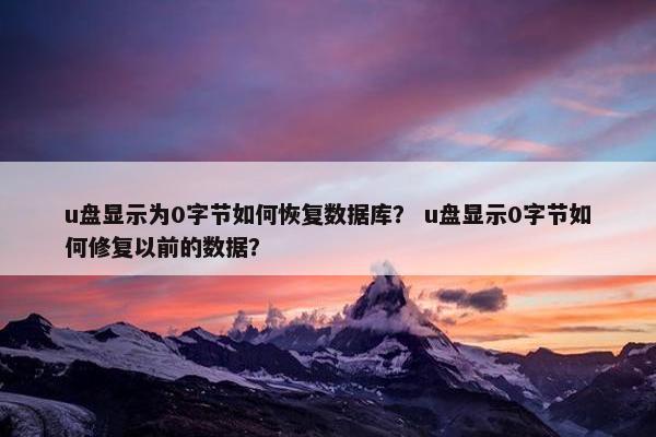 u盘显示为0字节如何恢复数据库？ u盘显示0字节如何修复以前的数据？