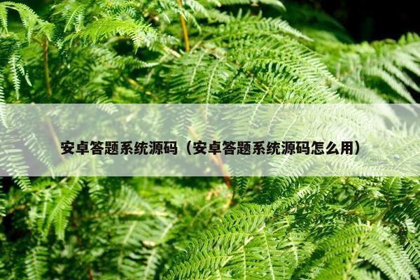 安卓答题系统源码（安卓答题系统源码怎么用）
