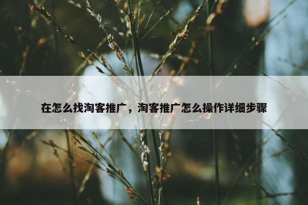 在怎么找淘客推广，淘客推广怎么操作详细步骤