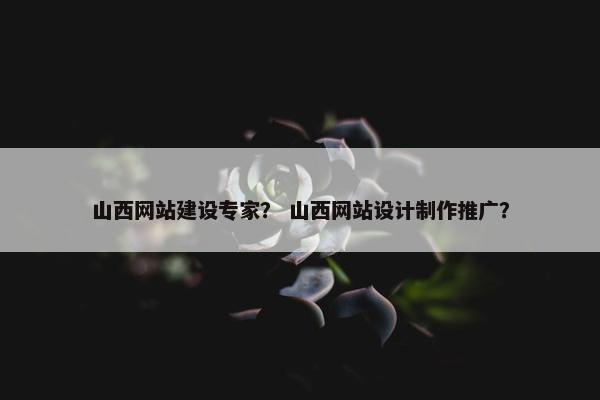 山西网站建设专家？ 山西网站设计制作推广？