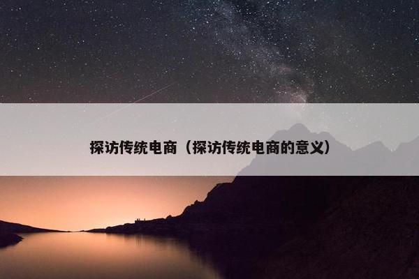 探访传统电商（探访传统电商的意义）