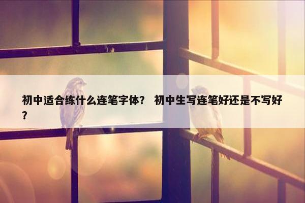 初中适合练什么连笔字体？ 初中生写连笔好还是不写好？