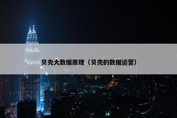 贝壳大数据原理（贝壳的数据运营）