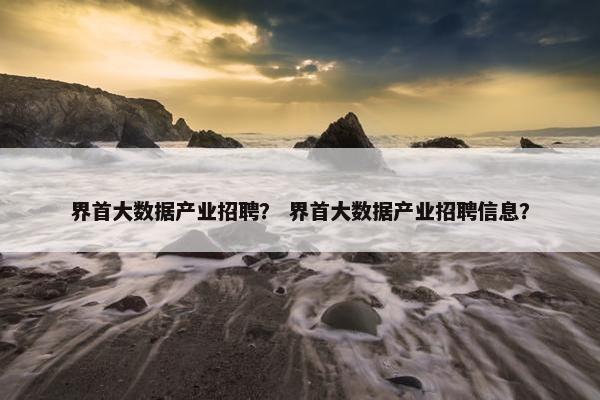 界首大数据产业招聘？ 界首大数据产业招聘信息？