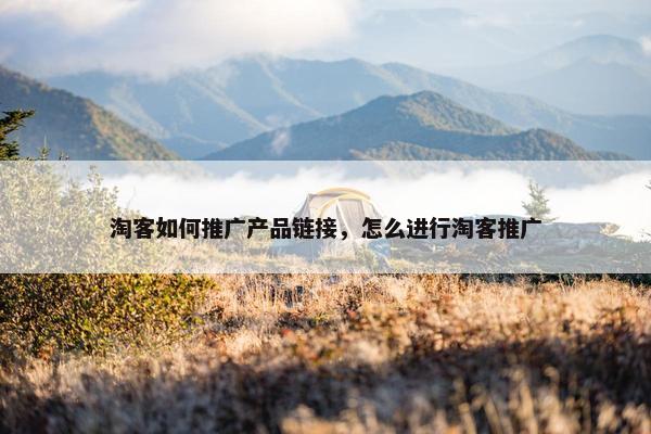 淘客如何推广产品链接，怎么进行淘客推广