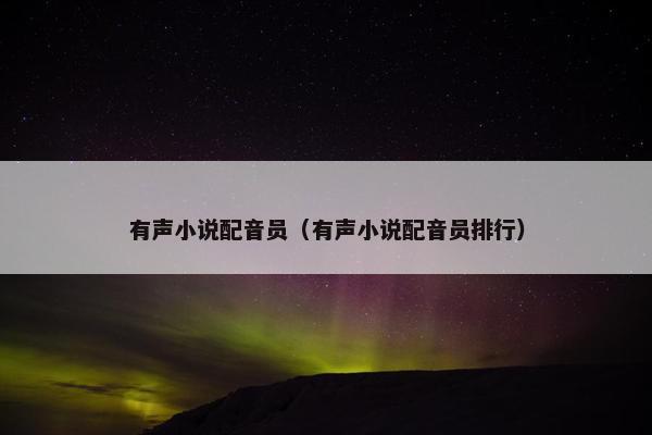 有声小说配音员（有声小说配音员排行）