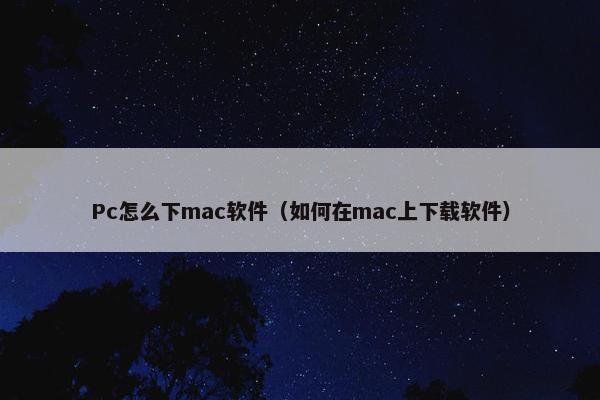 Pc怎么下mac软件（如何在mac上下载软件）