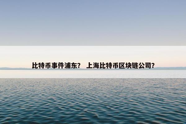 比特币事件浦东？ 上海比特币区块链公司？