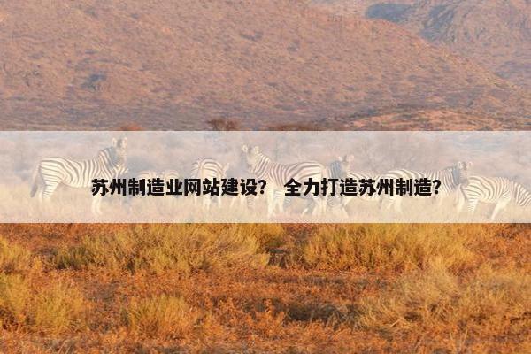 苏州制造业网站建设？ 全力打造苏州制造？