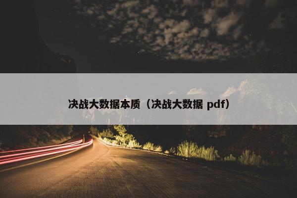 决战大数据本质（决战大数据 pdf）