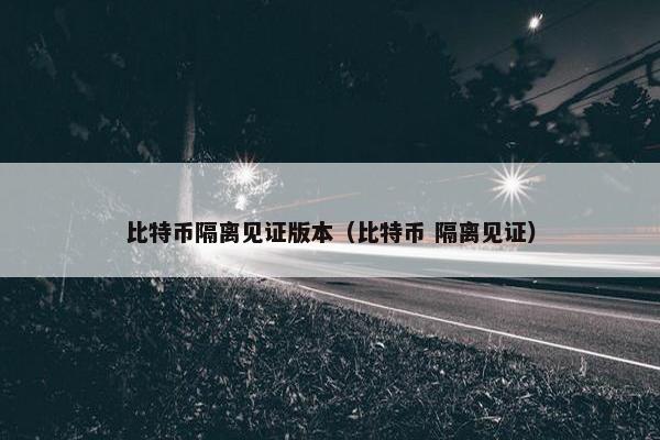 比特币隔离见证版本（比特币 隔离见证）