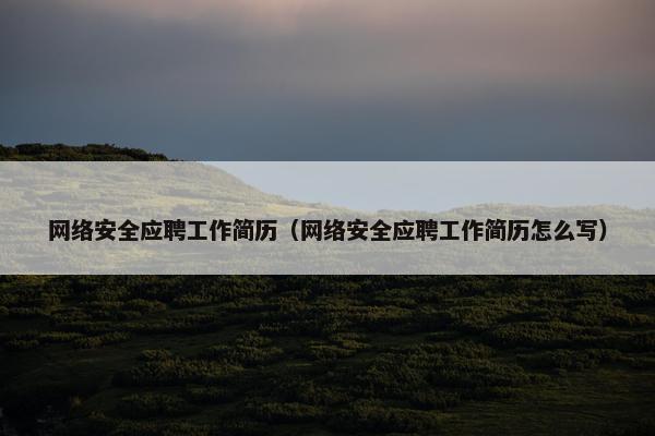 网络安全应聘工作简历（网络安全应聘工作简历怎么写）