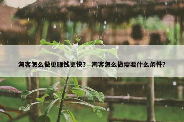 淘客怎么做更赚钱更快？ 淘客怎么做需要什么条件？
