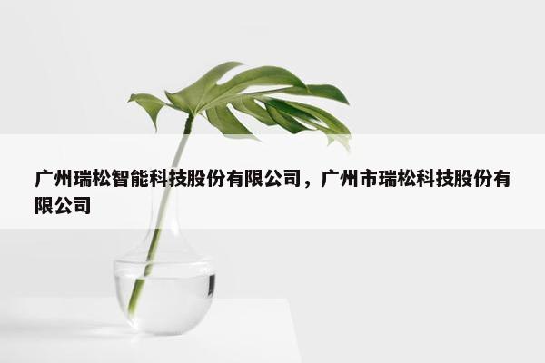 广州瑞松智能科技股份有限公司，广州市瑞松科技股份有限公司