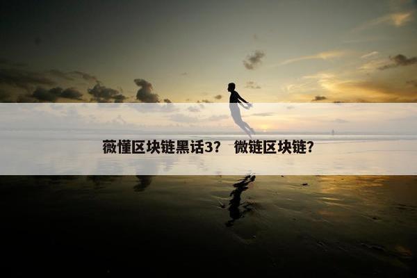 薇懂区块链黑话3？ 微链区块链？